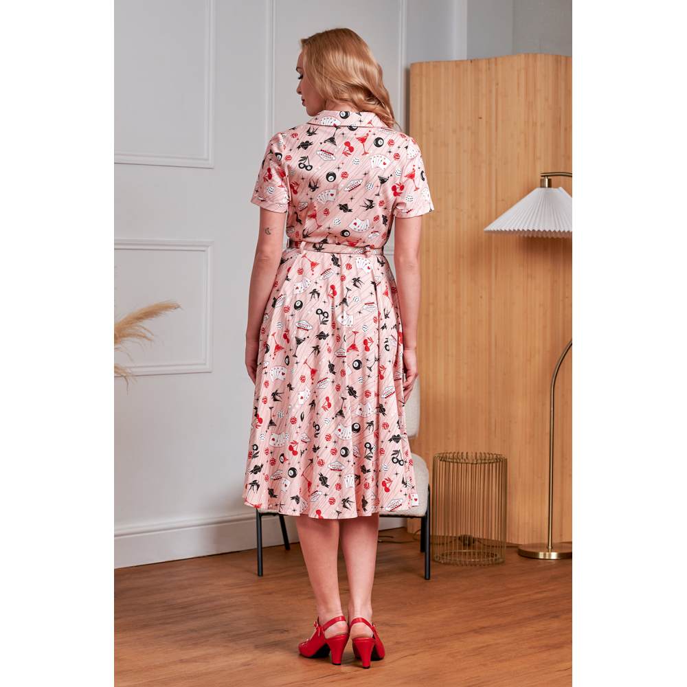 Banned - Bella Viva Las Vegas Swing Flare Kleid - Rosa